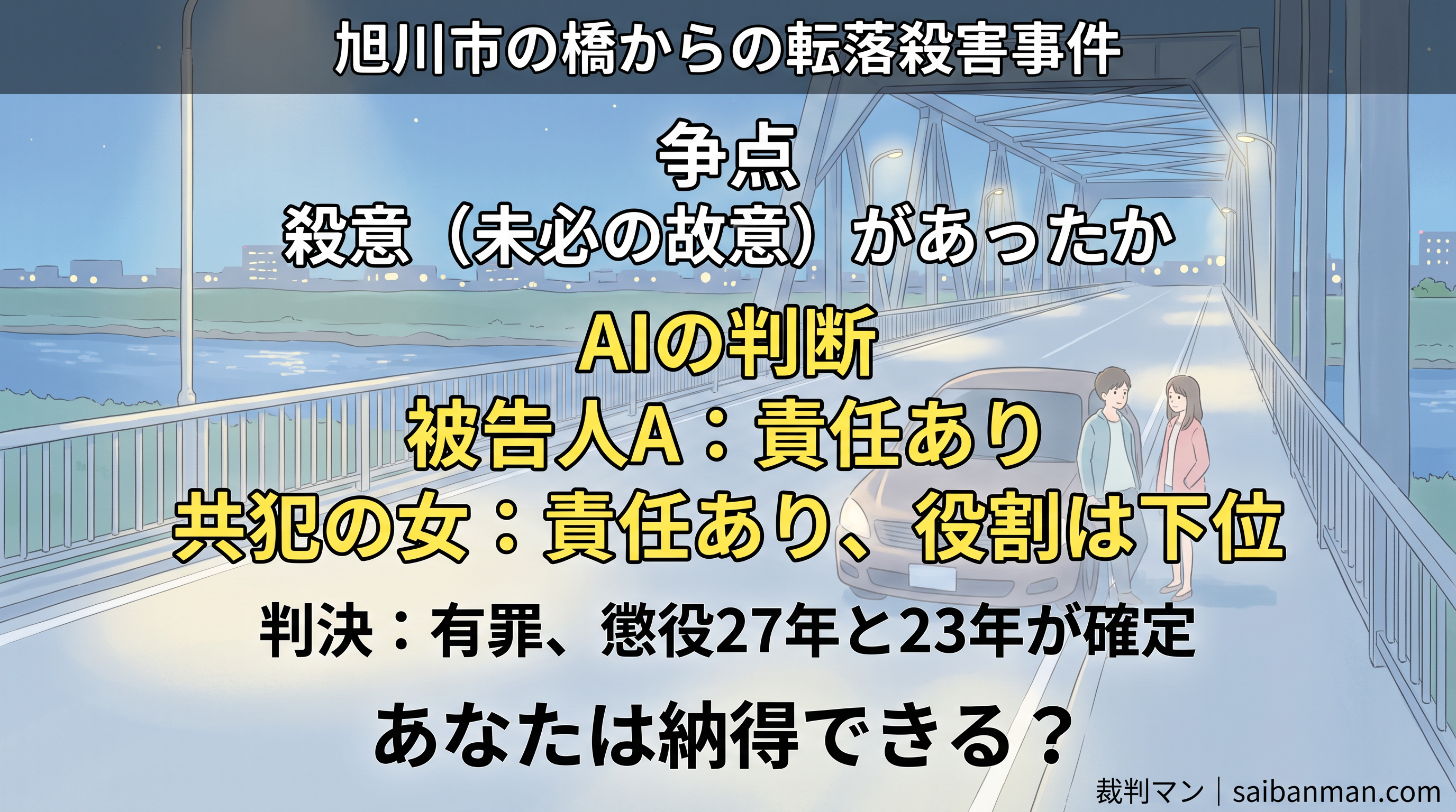 旭川市の橋からの転落殺害事件のイメージ画像